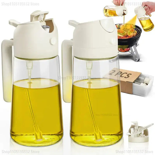 2in1 500ml Plastic Spray Oil Sprayer Bottle Spray Oil Dispenser Oil Jar Cruet BBQ Kitchen Baking Roasting Picnic Kitchen Tool